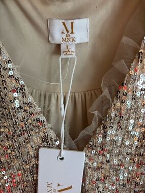 Champagne Sequin V-Neck Dress